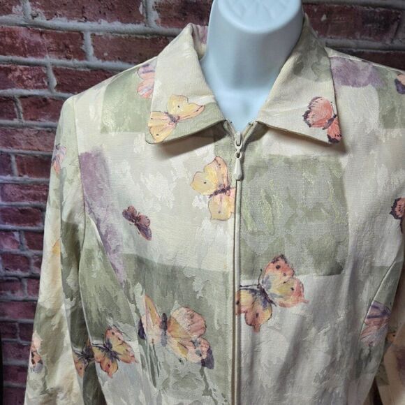 Vintage Women's TOWN & TRAVEL Zip Floral Butterflies Jacket Blazer 16P - Picture 7 of 8